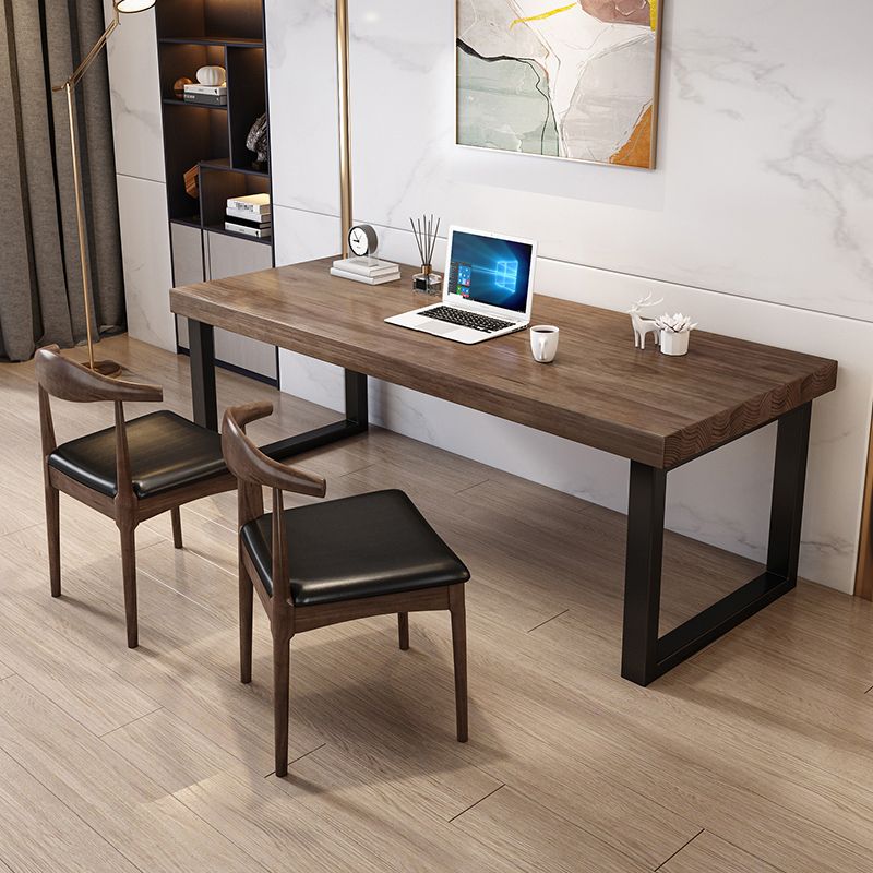 Industrial Rectangular Writing Desk Solid Wood Sled Office Desk Clearhalo 'furn' 'furn_office_desk' 'Furniture' 'Office Desks' 'Office Furniture' 'office_desk' 1200x1200_3cd8cb6e-3e01-49f5-acba-44d219cce7ce