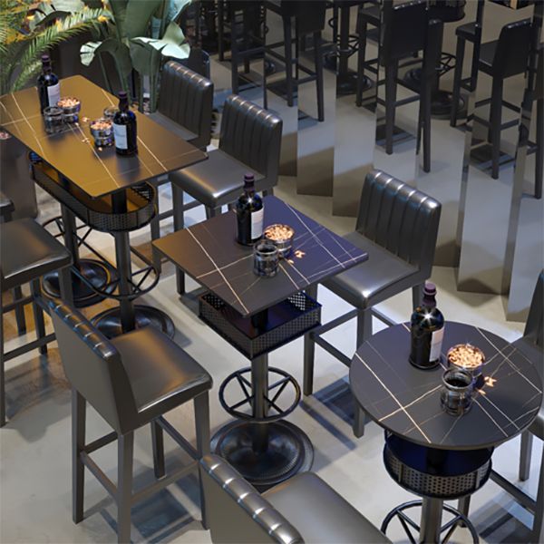 Industrial Style Bar Height Table Cafe Bar Dining Table with Storage Clearhalo 'Bar Furniture' 'Bar Tables' 'bar_tables' 'furn' 'furn_bar_tables' 'Furniture' 'Kitchen & Dining Furniture' 1200x1200_3cd9c32b-afcc-437f-84b3-93c88e464775