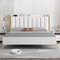 Modern Solid Wood Standard Bed Headboard Bed Frame with Golden Legs