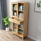 Contemporary Shelf Bookcase Pine Bookshelf with Doors for Living Room