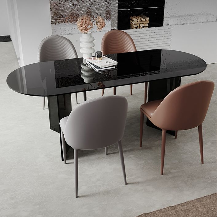 Clear Glass Contemporary Oval Table Glass Top Table with Double Pedestal Clearhalo ' dining_table' 'Dining Tables & Seating' 'Dining Tables' 'furn' 'furn_dining_table' 'Furniture' 'furniture_dining_table' 'Kitchen & Dining Furniture' 'kitchen&dining_furn' 'kitchen' 'kitchen_dining_table' 1200x1200_3cddfd7b-e453-4371-ad43-2ade912b2ac1