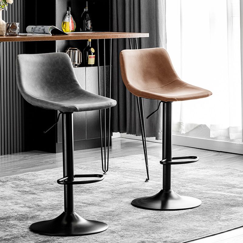 Contemporary Adjustable Footrest Barstool Matte Finish Leather Stool Clearhalo 'Bar Furniture' 'Bar Stools' 'bar_stools' 'furn' 'furn_bar_stools' 'Furniture' 'furniture_bar_stools' 'Kitchen & Dining Furniture' 1200x1200_3cde5502-5c8d-4eb1-bdce-6f04f7b8411a