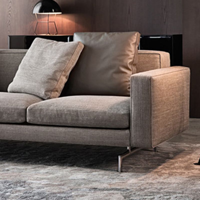 Grijze 3-zits sqaure arm bank sofa eigentijdse slipcovered bank met 3 kussens