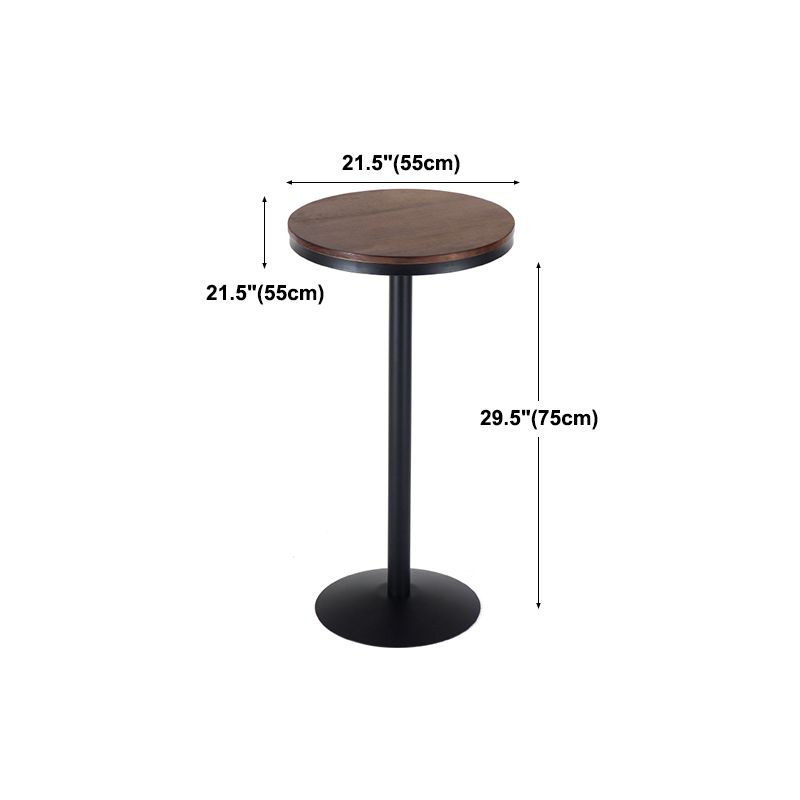 Industrial Black Iron Bar Table 21.6"W Round Top Brown Wood Bistro Table for Cafe Clearhalo 'Bar Furniture' 'Bar Tables' 'bar_tables' 'furn' 'furn_bar_tables' 'Furniture' 'furniture_bar_tables' 'Kitchen & Dining Furniture' 'kitchen&dining_furn' 'kitchen' 1200x1200_3ce0a5dc-dd82-4b30-9734-c2cb20acd356