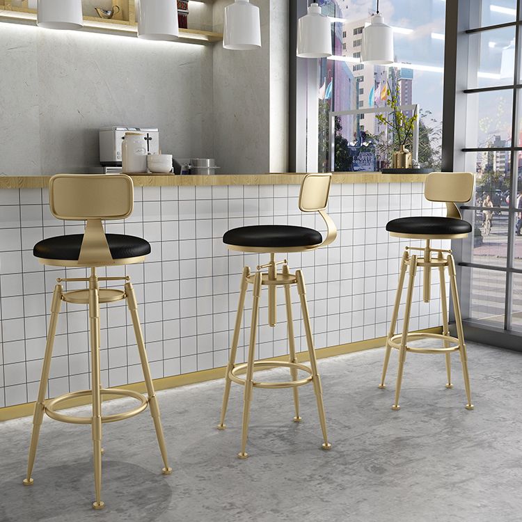 Glam Liftable Rotatable Counter Stool Iron Cafe Bar Stool with Cushion and Pedal Clearhalo 'Bar Furniture' 'Bar Stools' 'bar_stools' 'furn' 'furn_bar_stools' 'Furniture' 'furniture_bar_stools' 'Kitchen & Dining Furniture' 1200x1200_3ce166b6-0850-4118-9fbf-68ea9603cc4e