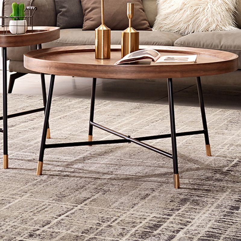 Nordic Round/Rectangle/Triangle Coffee Table Wood Cross Legs Cocktail Table Clearhalo 'Coffee & Accent Tables' 'Coffee Tables' 'coffee_tables' 'furn' 'furn_coffee_tables' 'Furniture' 'furniture_coffee_tables' 'Living Room Furniture' 1200x1200_3ce598dc-3e62-4ae6-8f0e-c4d951accd14