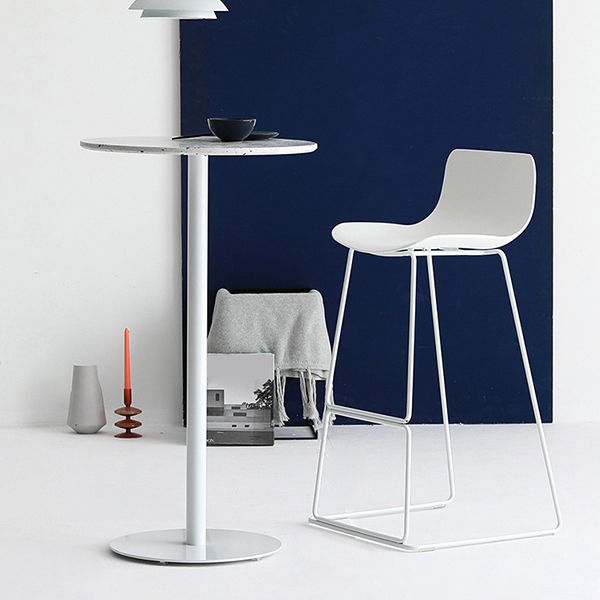 Modern Backrest Armless Counter Stool Iron High Stool with Plastic Cushion