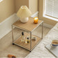 15. 6" Tall Modern Square Sofa Side Accent Table with Floor Shelf