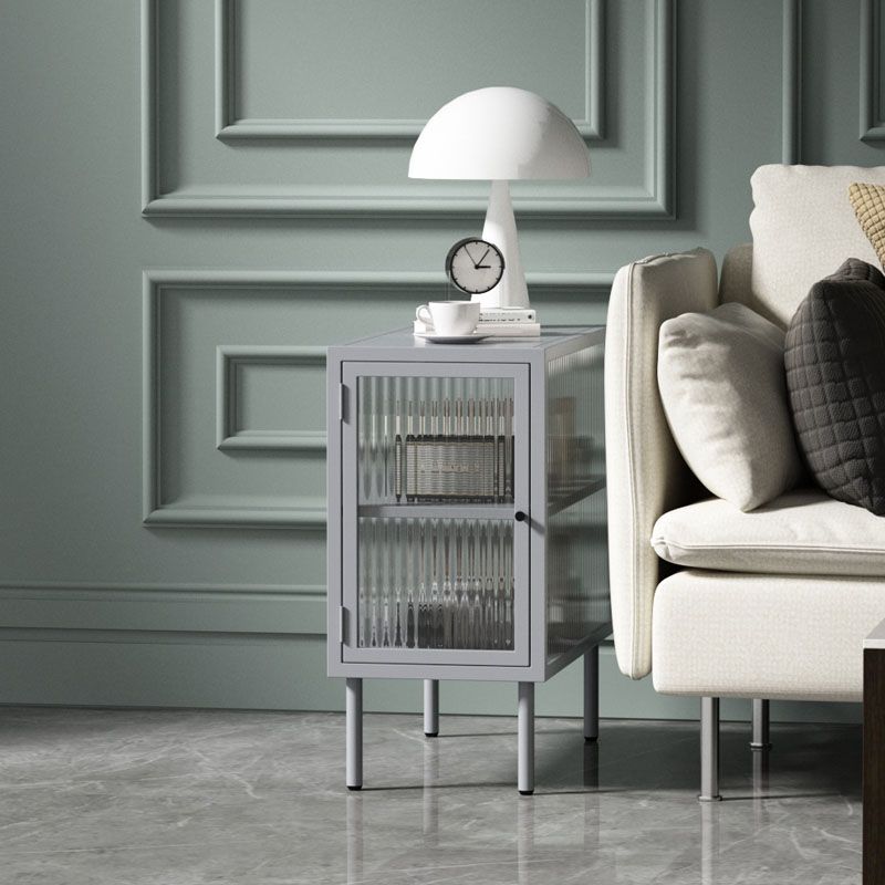 Metal Rectangle Top Side Table 23.6" Tall 4 Legs End Table with Storage Clearhalo 'Coffee & Accent Tables' 'End & Side Tables' 'end_side_tables' 'furn' 'furn_end_side_tables' 'Furniture' 'Living Room Furniture' 1200x1200_3ce6f6cf-6e66-4c4a-9a93-9c035a77d695