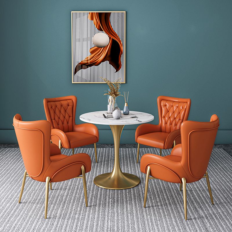 Round Shape Tulip Base Glam Dining Table White Fixed Table of Sintered Stone Clearhalo ' dining_table' 'Dining Tables & Seating' 'Dining Tables' 'furn' 'furn_dining_table' 'Furniture' 'furniture_dining_table' 'Kitchen & Dining Furniture' 'kitchen&dining_furn' 'kitchen' 'kitchen_dining_table' 1200x1200_3ce8be26-1cc6-4d2b-80e7-521bec1bb3cc