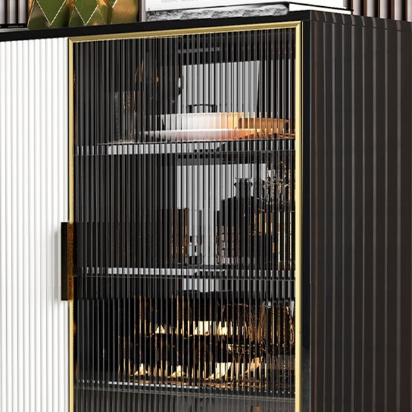 Legno ingegnerizzato glam 33.4 "H Server buffet per sala da pranzo a buffet in bianco e nero