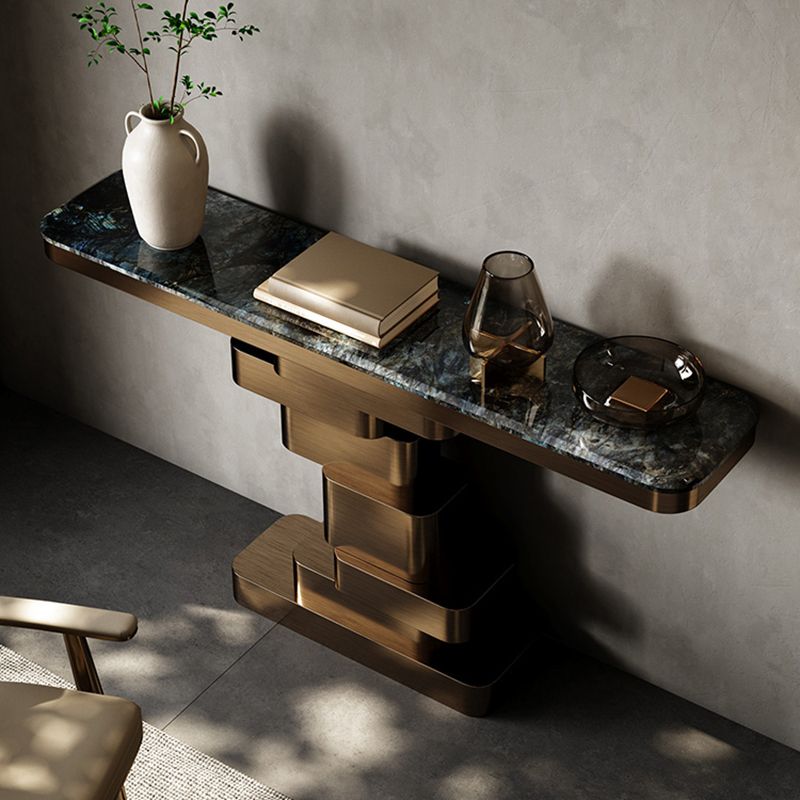 Tabla de acento de consola de mármol glamos con top rectángulo para hall