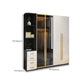 Modern Tempered Glass Doors Wardrobe Wood Frame Wardrobe without Light