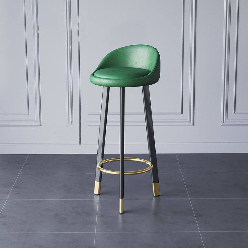 Glam Metal Barstool Faux Leather Footrest Stool in Matte Finsih for Indoor Clearhalo 'Bar Furniture' 'Bar Stools' 'bar_stools' 'furn' 'furn_bar_stools' 'Furniture' 'Kitchen & Dining Furniture' 1200x1200_3ceb9cc0-a51e-4ac8-b401-619a71ee5eaa
