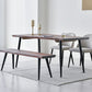 Black Iron Tripod Base Dining Table Modern Industrial Solid Wood Top Table