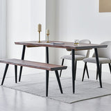 Black Iron Tripod Base Dining Table Modern Industrial Solid Wood Top Table
