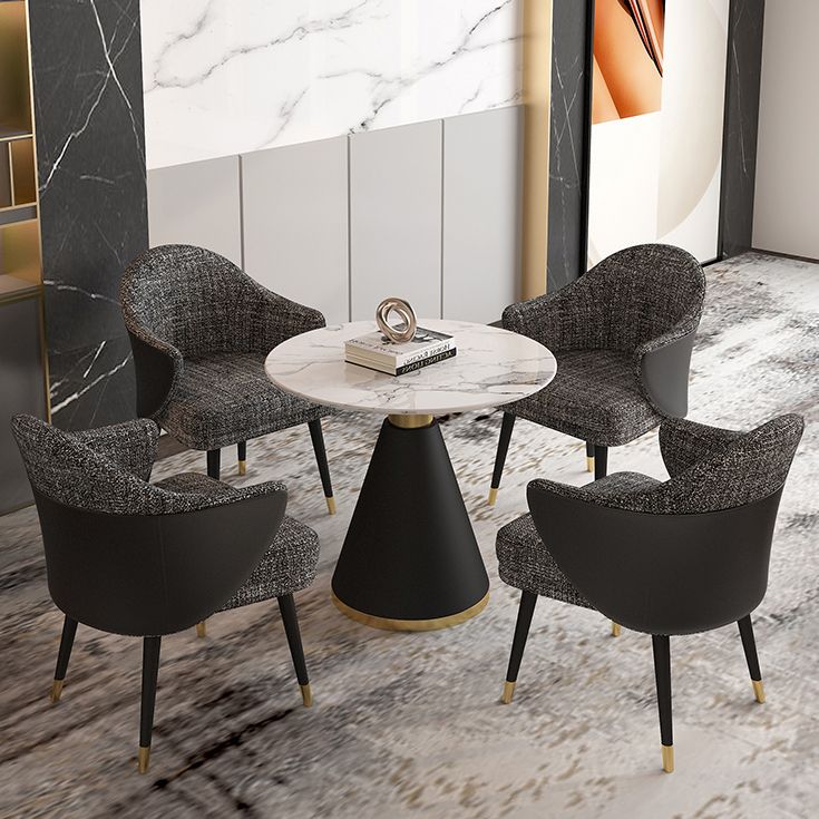 Minimalist Round Sintered Stone Dining Table White Kitchen Dining Table with Pedestal Base Clearhalo ' dining_table' 'Dining Tables & Seating' 'Dining Tables' 'furn' 'furn_dining_table' 'Furniture' 'furniture_dining_table' 'Kitchen & Dining Furniture' 'kitchen&dining_furn' 'kitchen' 'kitchen_dining_table' 1200x1200_3cf226aa-9d41-4f1c-9c16-228f63b5c068