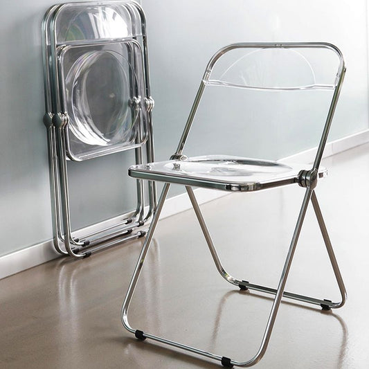 Modern Foldable Backrest Acrylic Chair with Metal Legs for Dining Room