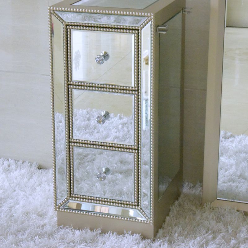 Sliver Glass Vanity Set 15.74" Wide Make-up Vanity with 6 Storage Drawers Clearhalo 'Bedroom Furniture' 'furn' 'furn_makeup_vanities' 'Furniture' 'Makeup Vanities' 'makeup_vanities' 1200x1200_3cf661cd-09c8-421b-b113-e601b98d8707