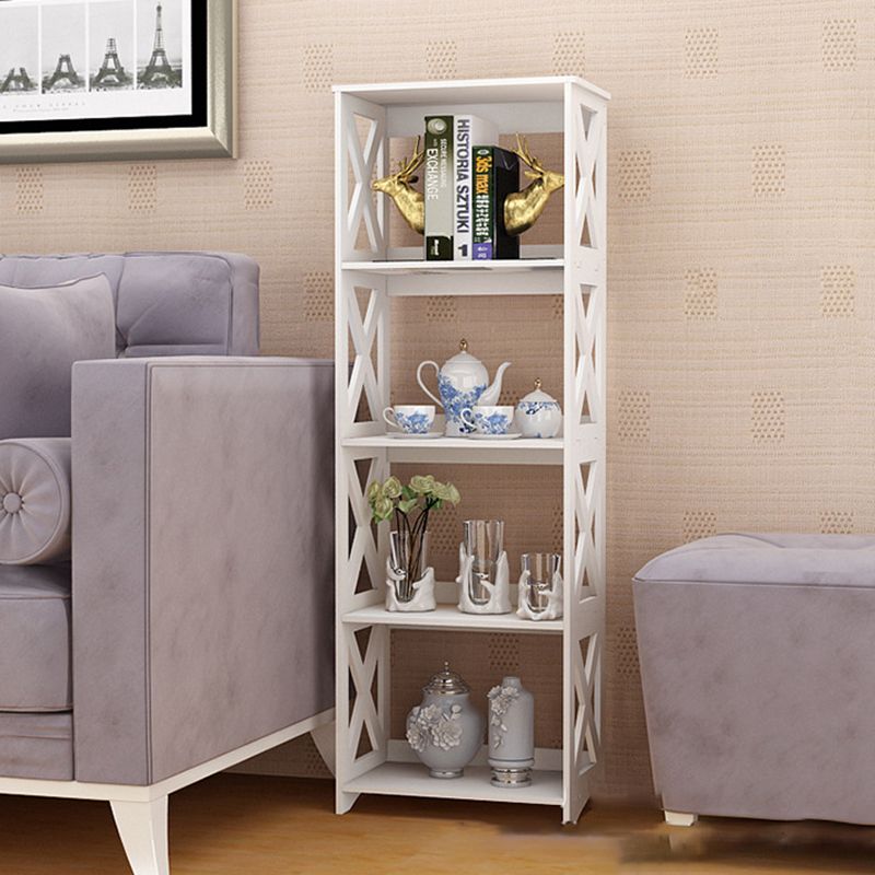 Engineered Wood Bookshelf Modern Open Back White Bookcase , 9.4" W