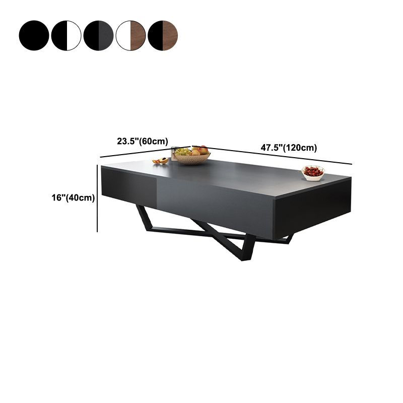 15.7"H Modern Metal Cross Leg Wood Rectangular Table Top Coffee Table Clearhalo 'Coffee & Accent Tables' 'Coffee Tables' 'coffee_tables' 'furn' 'furn_coffee_tables' 'Furniture' 'furniture_coffee_tables' 'Living Room Furniture' 1200x1200_3cfa8c35-18af-4821-a5d4-5d03ad67a5c2