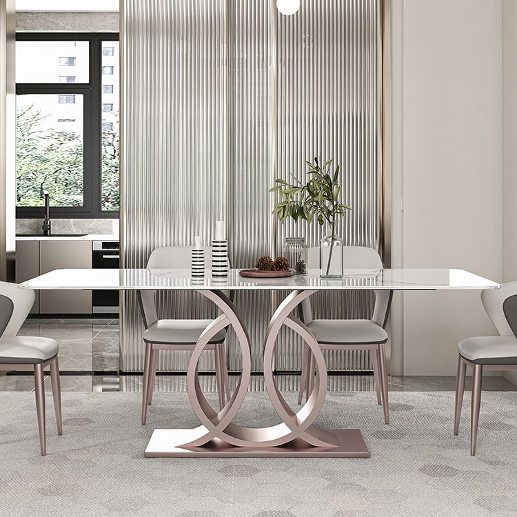 Nordic Glam Rectangle Sintered Stone Dining Table Set 1/4/5/6/7 Pieces Set Clearhalo 'Dining Room Sets' 'Dining Tables & Seating' 'dining_room_set' 'furn' 'furn_dining_room_set' 'Furniture' 'furniture_dining_room_set' 'Kitchen & Dining Furniture' 1200x1200_3cfa90a9-65f9-4217-9c06-8ccb108d3bb5