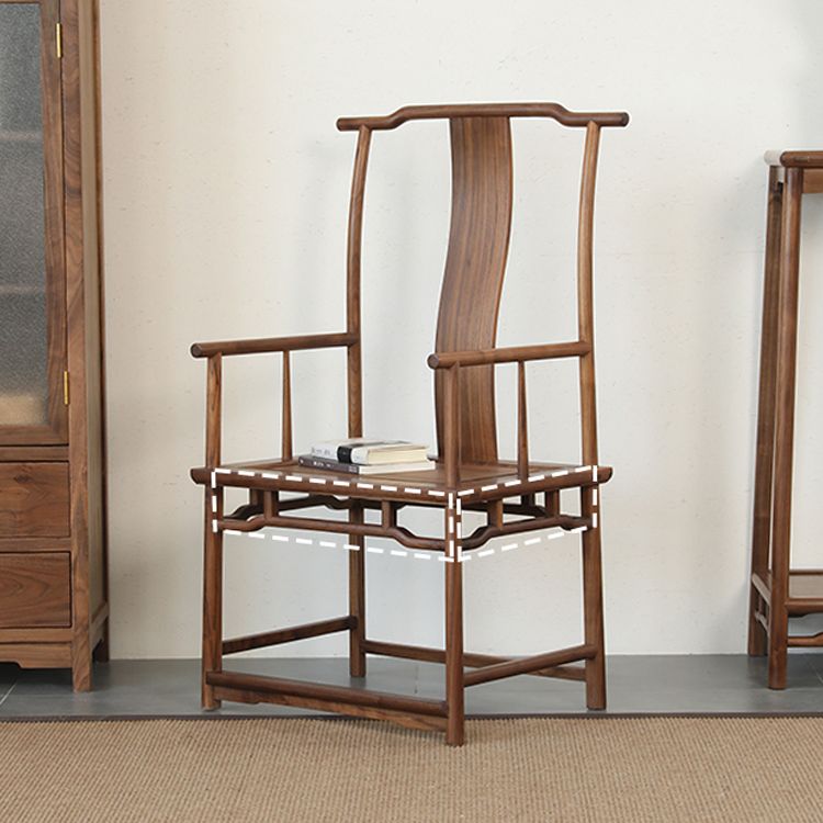 Silla de comedor de madera sólida silla de comedor de espalda tradicional con cojín