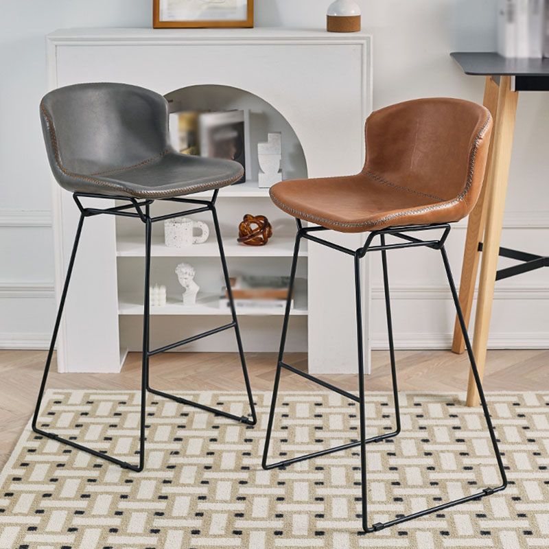 Scandinavian Footrest Living Room Stool Matte Finish PU Leather Barstool Clearhalo 'Bar Furniture' 'Bar Stools' 'bar_stools' 'furn' 'furn_bar_stools' 'Furniture' 'furniture_bar_stools' 'Kitchen & Dining Furniture' 1200x1200_3cfcceb0-6ea0-4e39-a6d9-bf0b17ca858d