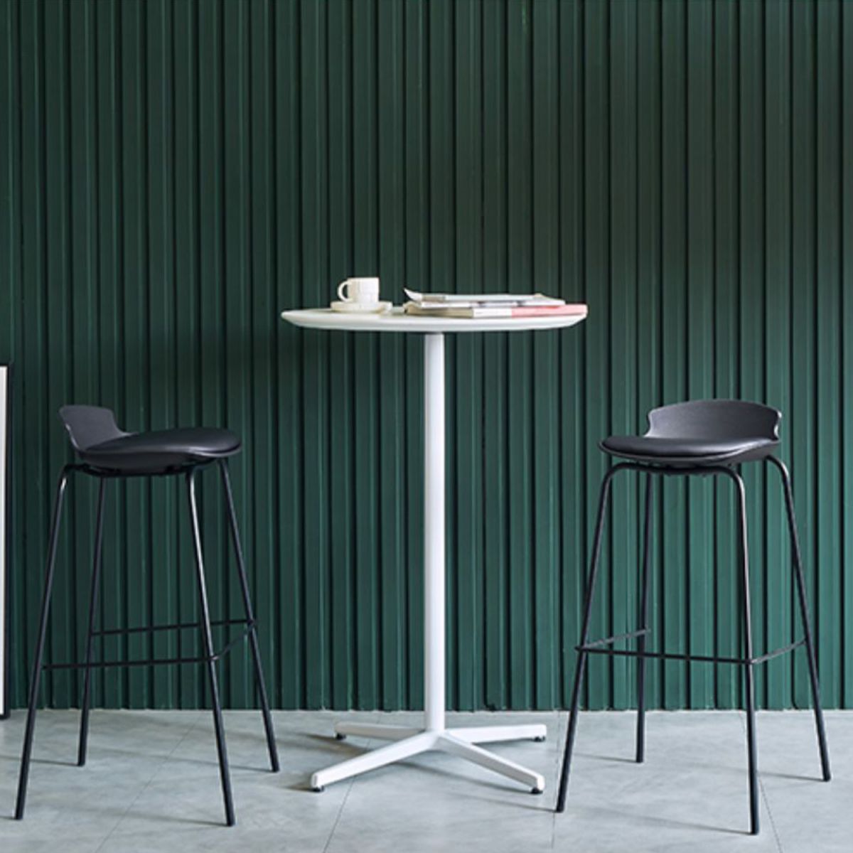 Contemporary Dining Stools Armless Metal Bar Stools with Footrest