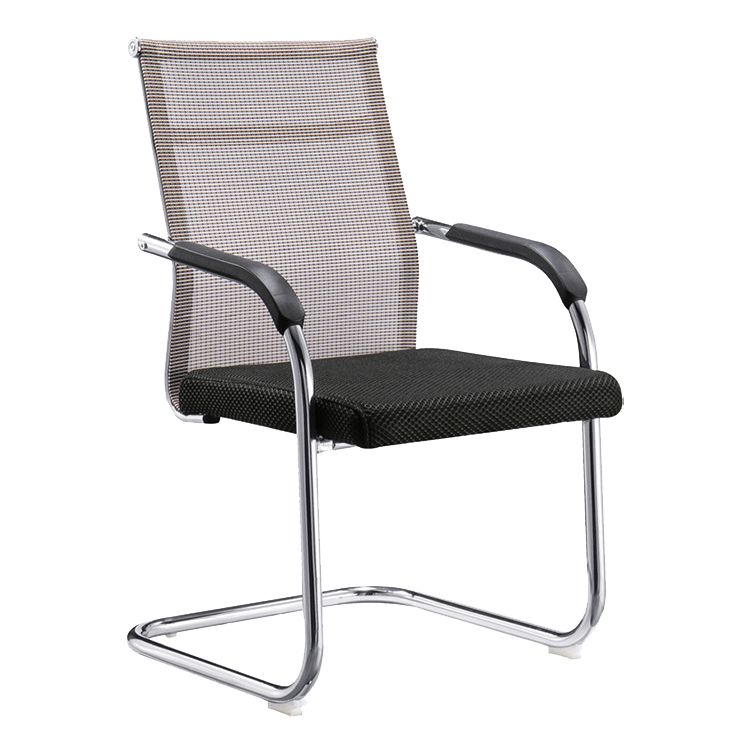 Modern Arms Included Chair Mid-Back Metal Base Chair in Black/Brown Clearhalo 'furn' 'furn_office_chair' 'Furniture' 'Office Chairs' 'Office Furniture' 'office_chair' 1200x1200_3cfd8cfc-173f-4fea-b2a3-fe30a7f0a2cf