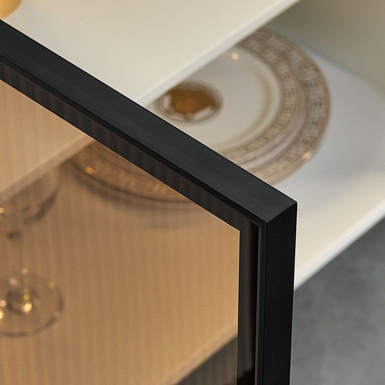 Finition polie Polibée en faux bois avec plaque de salle à manger Glam Glam Buffet avec armoires