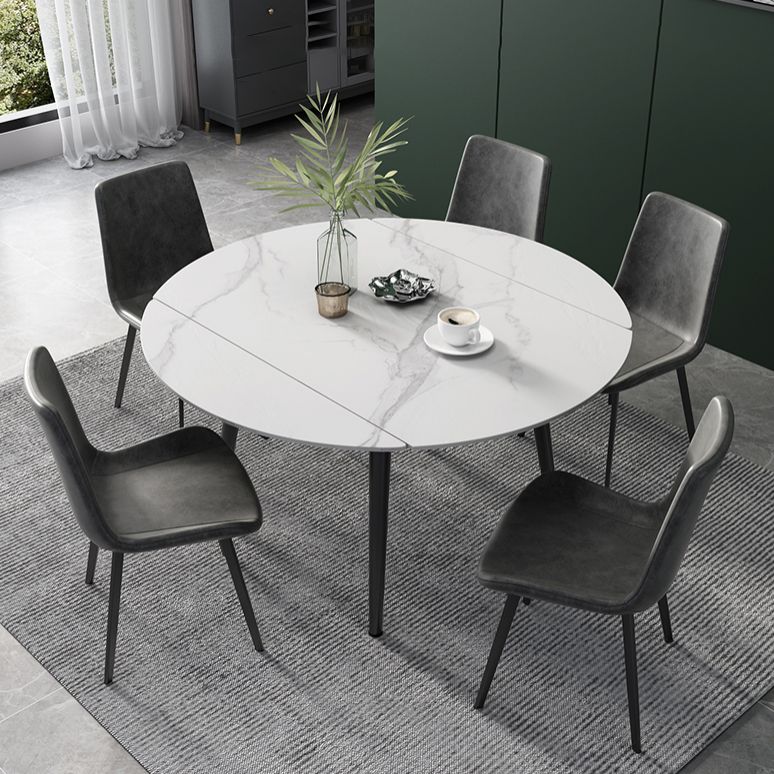 Modern Scalable Dinette Set 1/4/5/6 Pieces Round Sintered Stone Top Dining Table Set Clearhalo 'Dining Room Sets' 'Dining Tables & Seating' 'dining_room_set' 'furn' 'furn_dining_room_set' 'Furniture' 'furniture_dining_room_set' 'Kitchen & Dining Furniture' 1200x1200_3cfe2dae-2ace-4f5c-a895-830cda10c67d