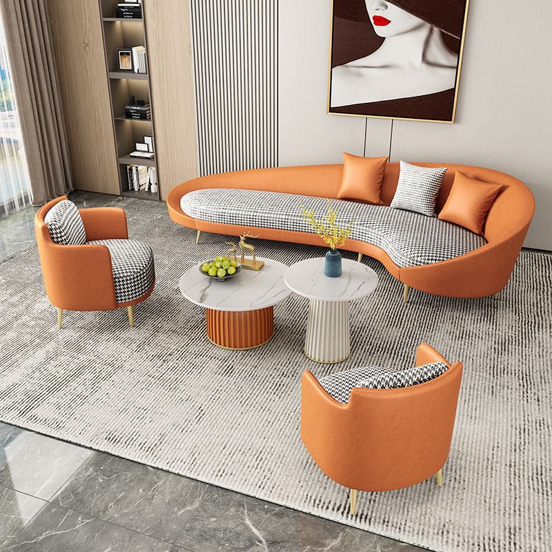 Modern Sloped Arm Curved Sofa Faux Leather Moon Shape Sofa for Living Room Clearhalo 'furn' 'furn_sofas' 'Furniture' 'Living Room Furniture' 'Sofa' 'sofas' 1200x1200_3cff2d0a-0a86-4934-87e1-b10e484429d9