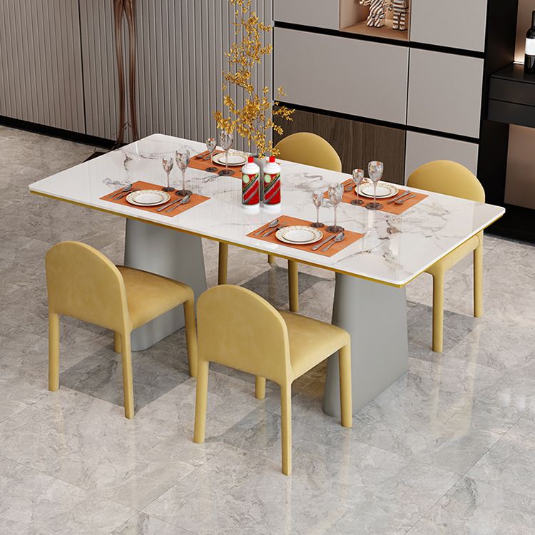 Stile moderno 1/5/7 pezzi set da pranzo tavolo da pranzo in pietra rettangolo per sala da pranzo