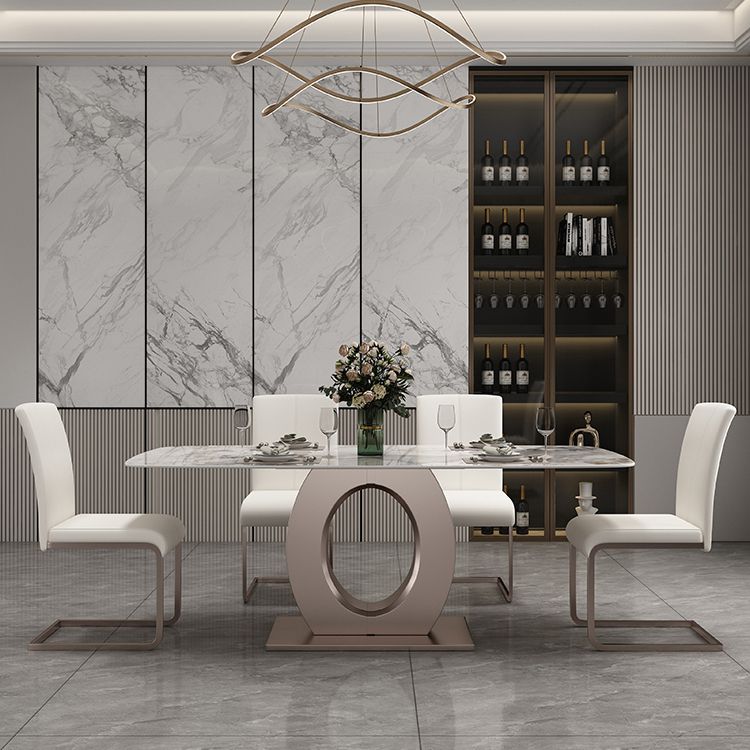 Luxury Sintered Stone Top Table Rectangle Indoor Table with Gold Metal Pedestal Clearhalo 'Dining Tables & Seating' 'Dining Tables' 'dining_table' 'furn' 'furn_dining_table' 'Furniture' 'furniture_dining_table' 'Kitchen & Dining Furniture' 'kitchen' 'kitchen_dining_table' 1200x1200_3d009145-3875-4321-96c9-d8d9bfcfafed