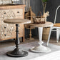 French Country Round Solid Wood Top Coffee Table Iron Pedestal Cocktail Table