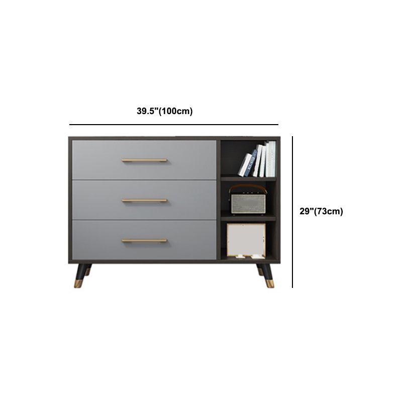 15.74" W Gray Accent Chest with Solid Wood Straight Legs Chest with Drawers