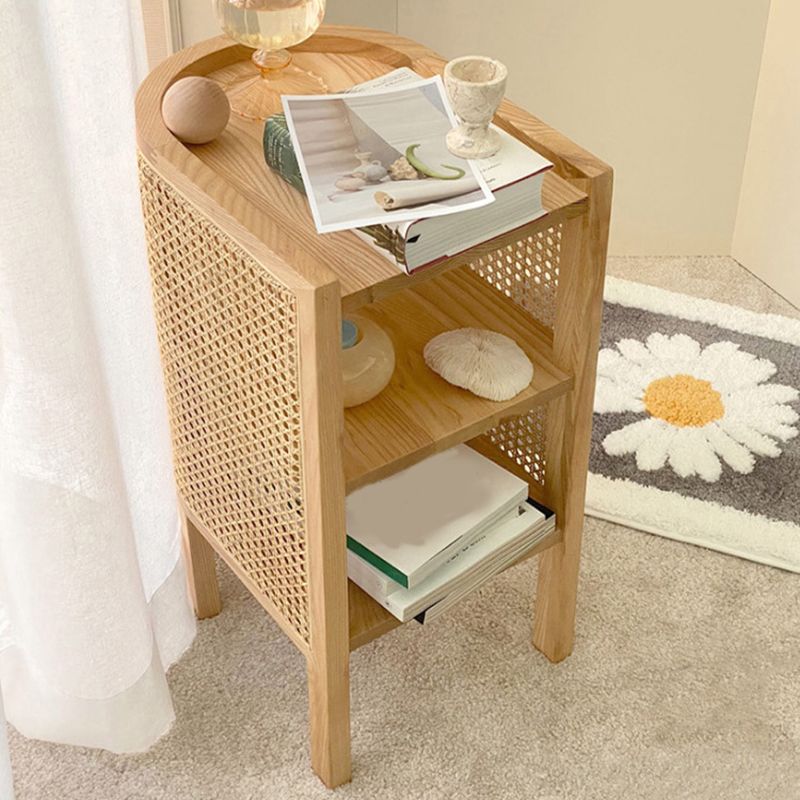 15" Wide Side Table 4 Legs Solid Wood Accent Side Table with Storage