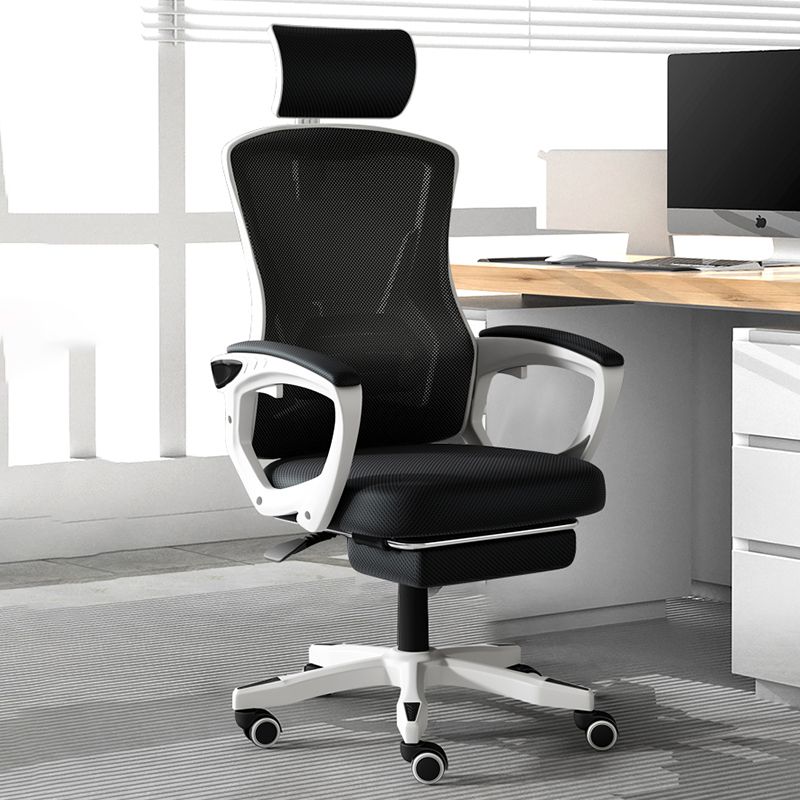 Mesh High Back Office Chair Contemporary Fixed Arms Chair with Headrest Clearhalo 'furn' 'furn_office_chair' 'Furniture' 'Office Chairs' 'Office Furniture' 'office_chair' 1200x1200_3d022064-9c69-4068-b48e-feda50b180ad