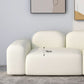 Modern Style Blocks Sofa White Wool Square Arm Seating - 25.6" H