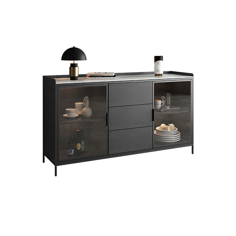 Porte di vetro in vetro in stile glam con armadi e cassetti