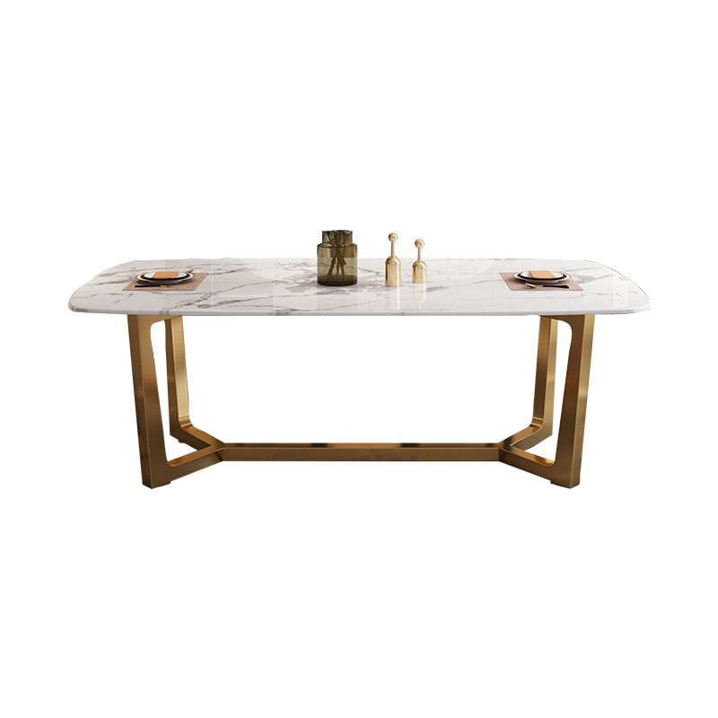 Nordic Dining Room Set Metal Frame Dining Table Rectangle White Slate Formal Dinette Set for Home Clearhalo 'Dining Room Sets' 'Dining Tables & Seating' 'dining_room_set' 'furn' 'furn_dining_room_set' 'Furniture' 'furniture_dining_room_set' 'Kitchen & Dining Furniture' 'kitchen&dining_furn' 'kitchen' 1200x1200_3d03b938-2ace-456e-817e-92f2ec07d839