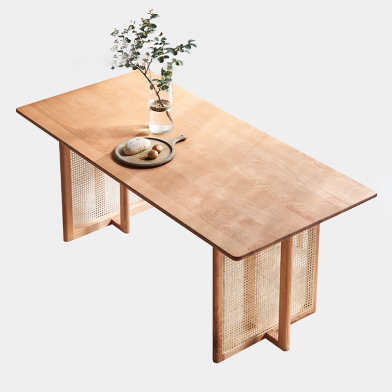 Glam Rectangle Shape Solid Wood Dining Table Khaki Standard Dining Table for Kitchen Clearhalo ' dining_table' 'Dining Tables & Seating' 'Dining Tables' 'furn' 'furn_dining_table' 'Furniture' 'furniture_dining_table' 'Kitchen & Dining Furniture' 'kitchen&dining_furn' 'kitchen' 'kitchen_dining_table' 1200x1200_3d03c127-62e9-4eea-869c-baacb005afe6