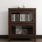 Espresso Shelf Bookcase Modern & Contemporary Bookshelf with Doors for Study Room