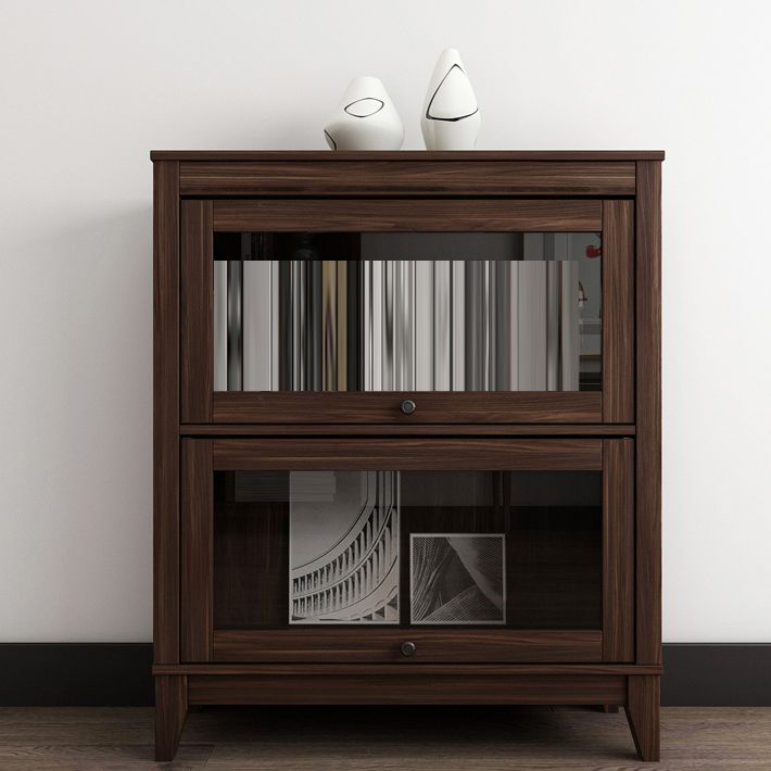 Espresso Shelf Bookcase Modern & Contemporary Bookshelf with Doors for Study Room