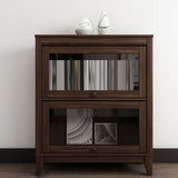 Espresso Shelf Bookcase Modern & Contemporary Bookshelf with Doors for Study Room