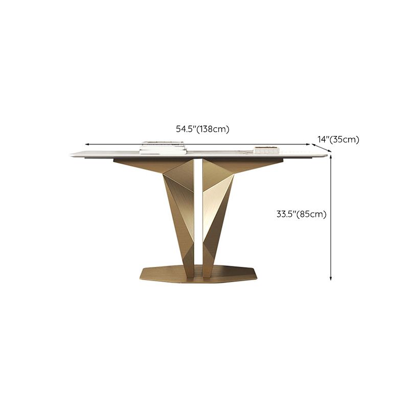 Mesa de acento de consola rectángulo glamoroso con tapa de piedra blanca para Hall