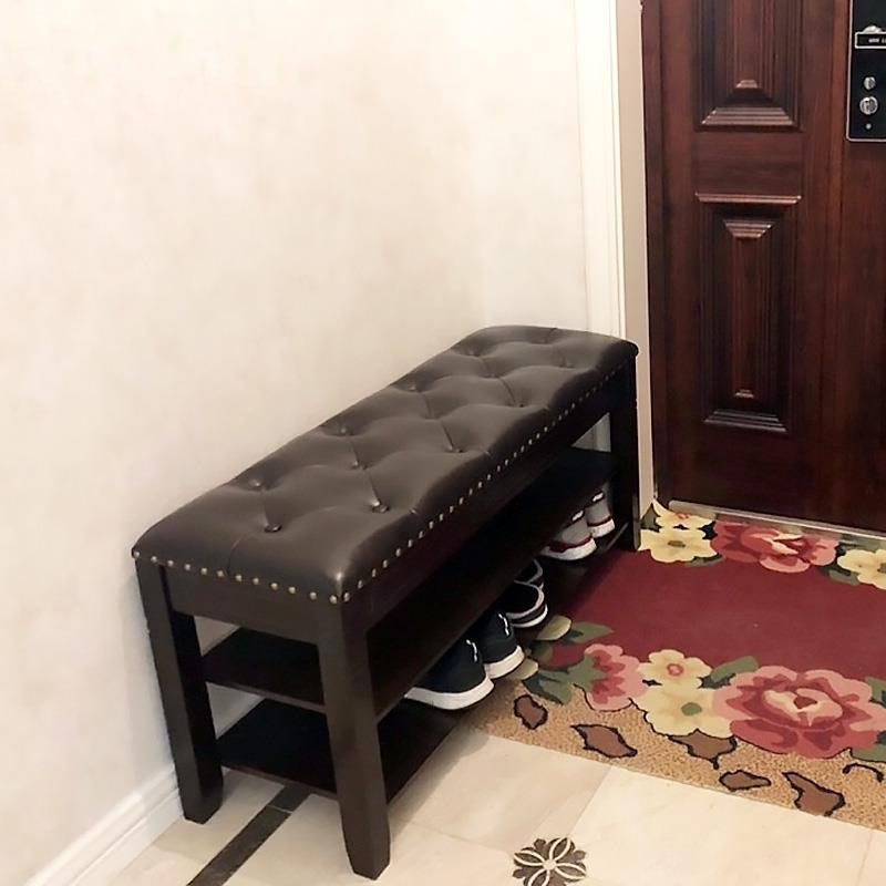 13.65-inch W Traditional Entryway Bench Solid Wood Seating Bench with Upholstered Clearhalo 'Benches' 'Chairs & Seating' 'furn' 'furn_benches' 'Furniture' 'Living Room Furniture' 1200x1200_3d0b8e95-dae2-4b9f-a976-e488cdc0aaa3