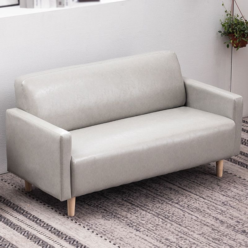 Leather and Linen Standard Tight Back Square Arm Settee Couch