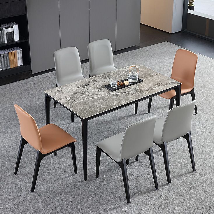 Rectangle 4 Legs Industrial Table Grey Tone Fixed Table of Sintered Stone Clearhalo ' dining_table' 'Dining Tables & Seating' 'Dining Tables' 'furn' 'furn_dining_table' 'Furniture' 'furniture_dining_table' 'Kitchen & Dining Furniture' 'kitchen&dining_furn' 'kitchen' 'kitchen_dining_table' 1200x1200_3d0c4bc3-eea5-44f3-9c6a-1e516ae7ec36